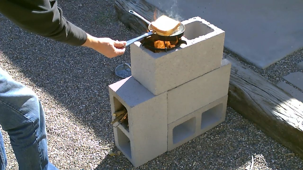 How To Build A Simple Rocket Stove Using 4 Concrete Blocks For Just $5...