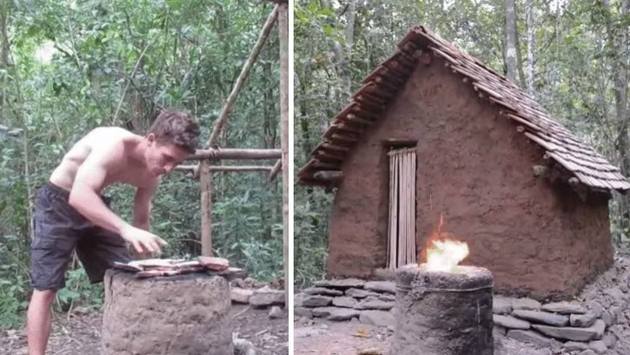 Building A Tiled Roof Hut Out Of Mud With Underfloor Heating...