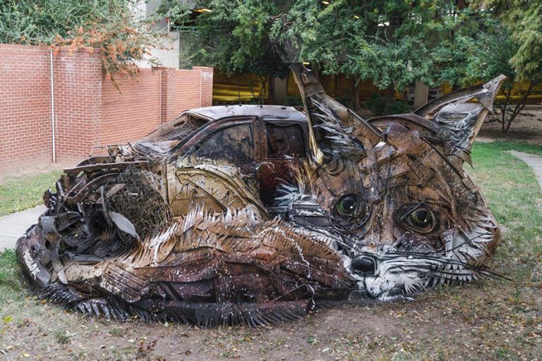 Street Artist Transforms Ordinary Junk Into Animals To Remind About Pollution...