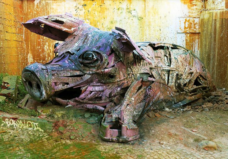 Street Artist Transforms Ordinary Junk Into Animals To Remind About Pollution...