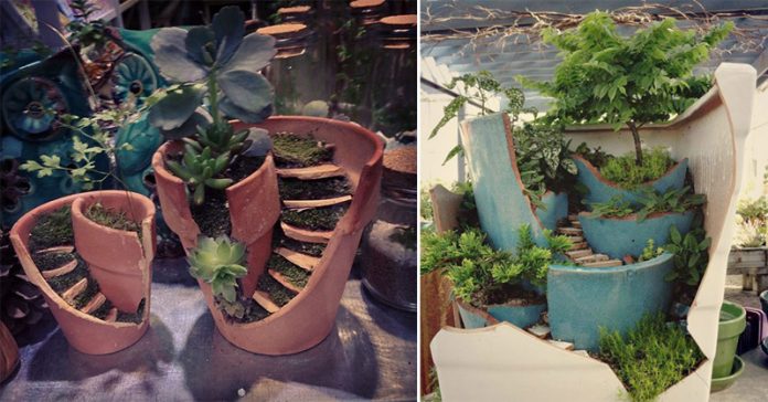 Broken Pots Upcycled Into Brilliant DIY Fairy Gardens...