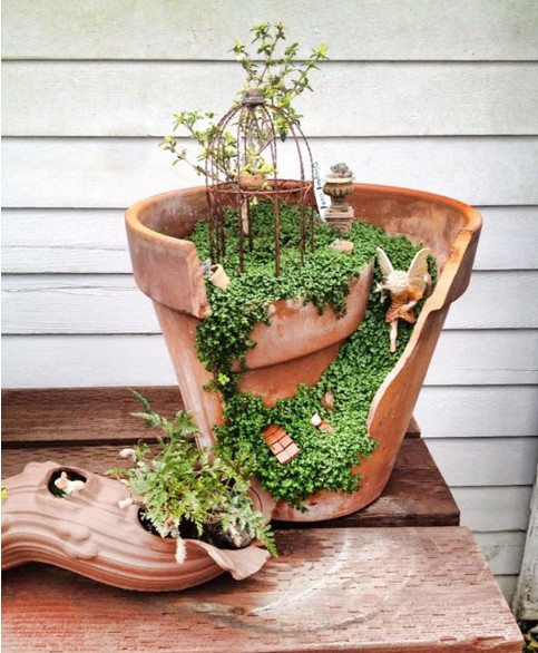 Broken Pots Upcycled Into Brilliant DIY Fairy Gardens...