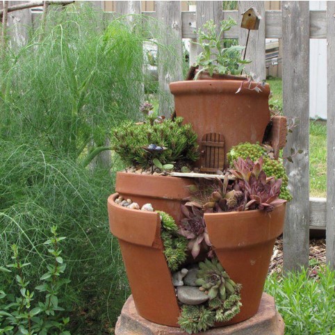 Broken Pots Upcycled Into Brilliant DIY Fairy Gardens...