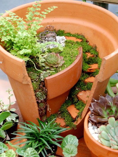 Broken Pots Upcycled Into Brilliant DIY Fairy Gardens...