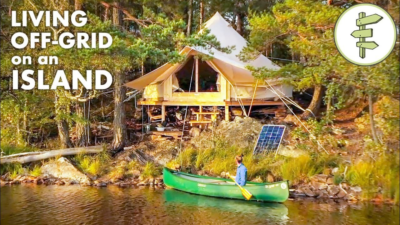 Man Living Off-Grid In A Tent On An Island...