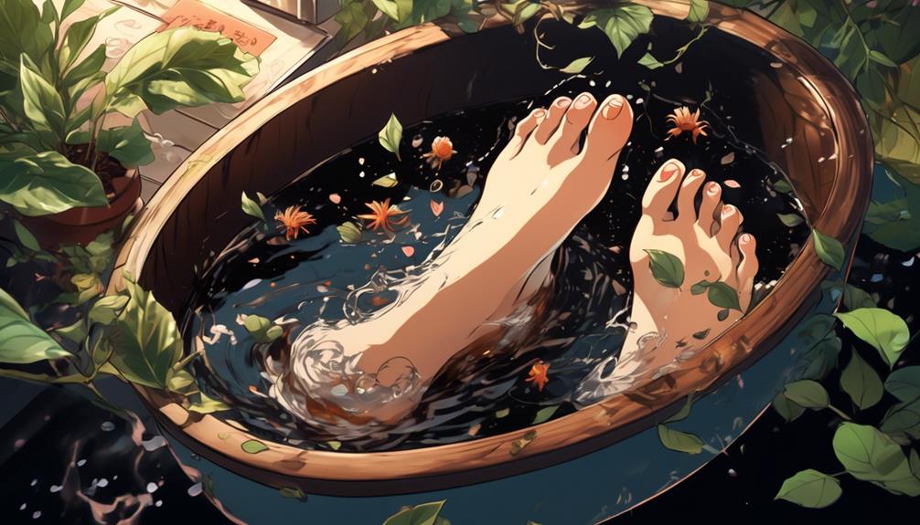 relaxing foot bath with black tea