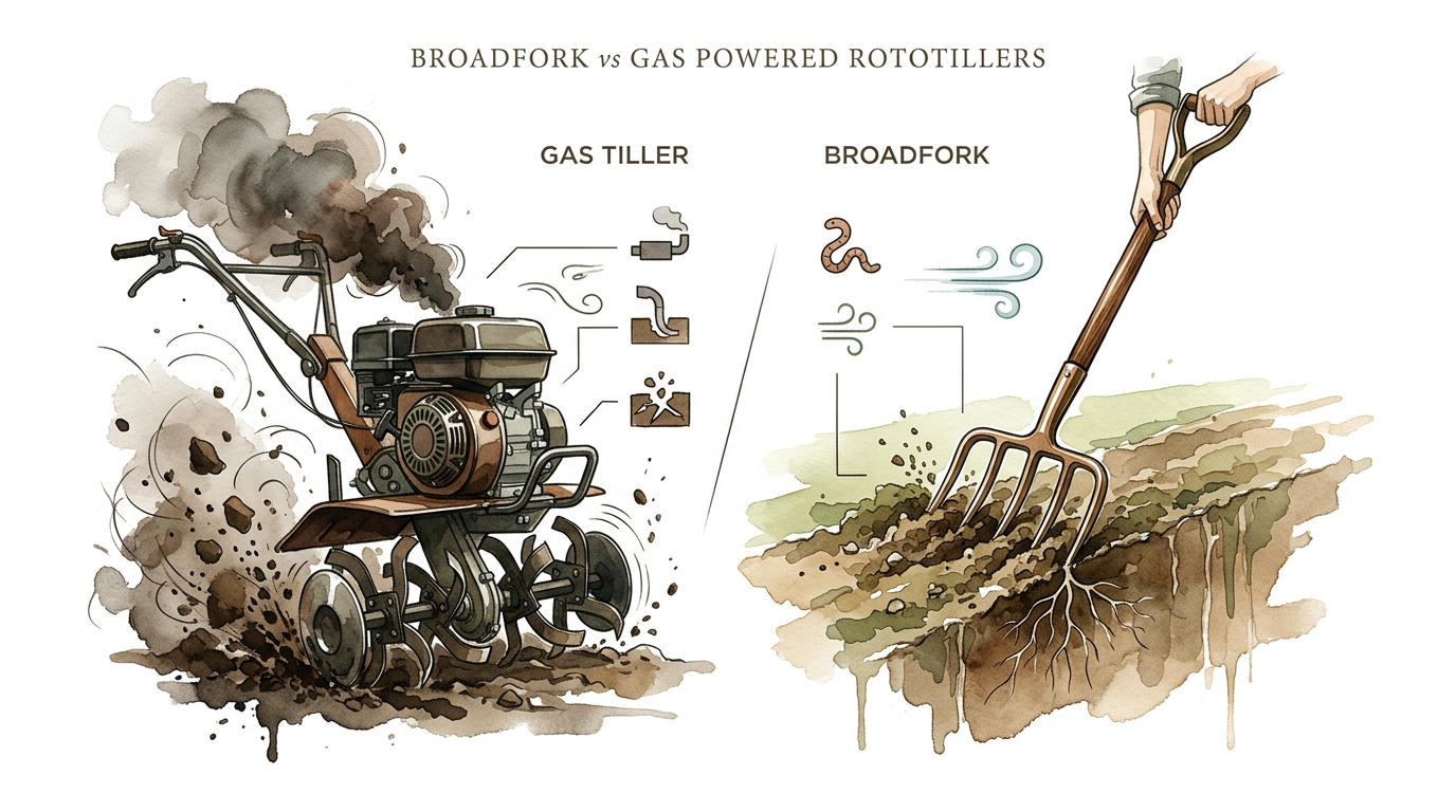 Broadfork Vs Gas Powered Rototillers