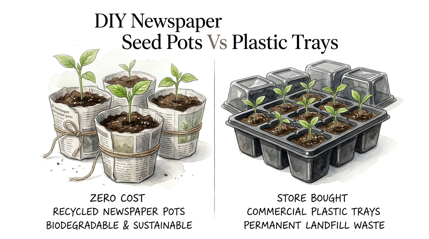 DIY Newspaper Seed Pots Vs Plastic Trays