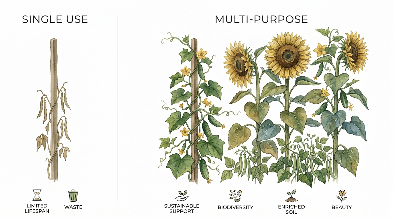Living Trellises: Using Sunflowers To Support Crops