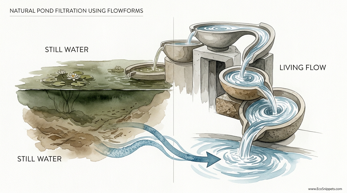 Natural Pond Filtration Using Flowforms