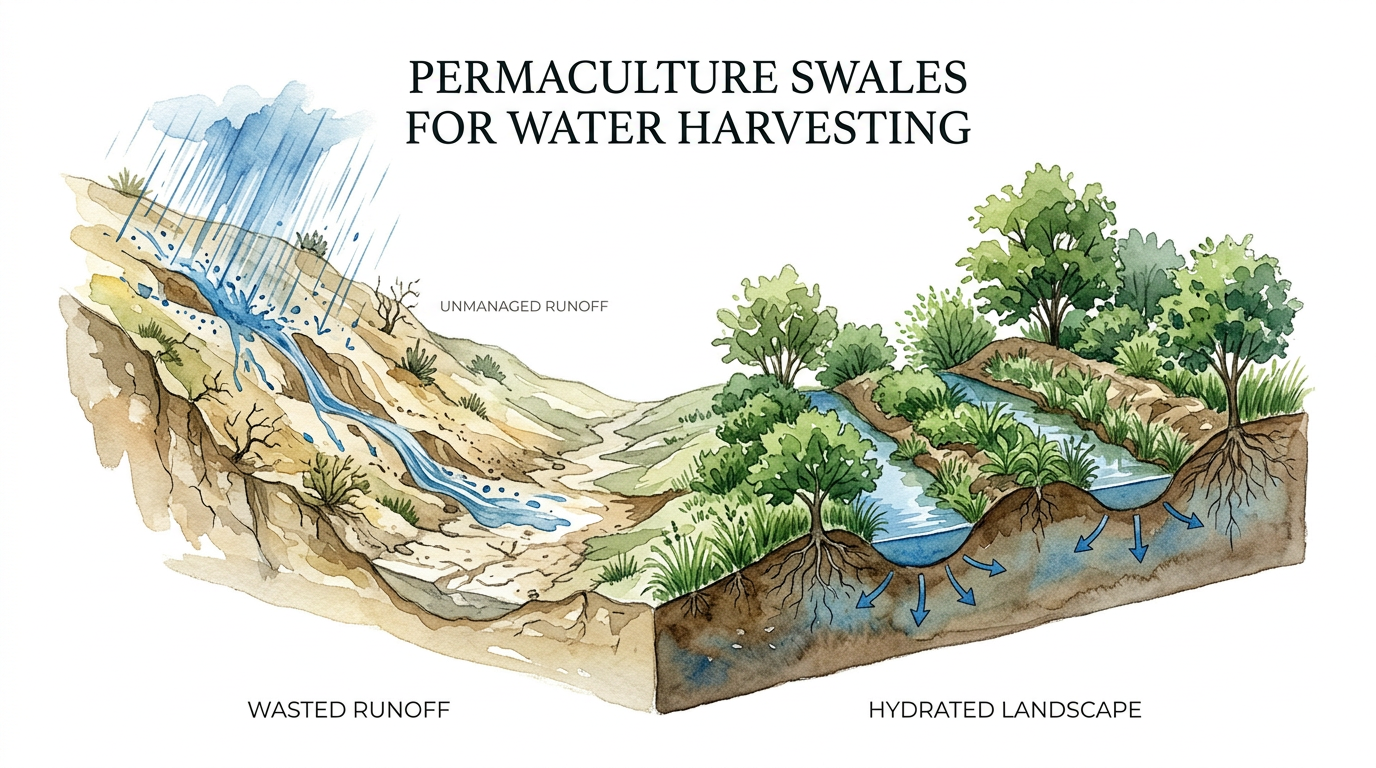 Permaculture Swales For Water Harvesting