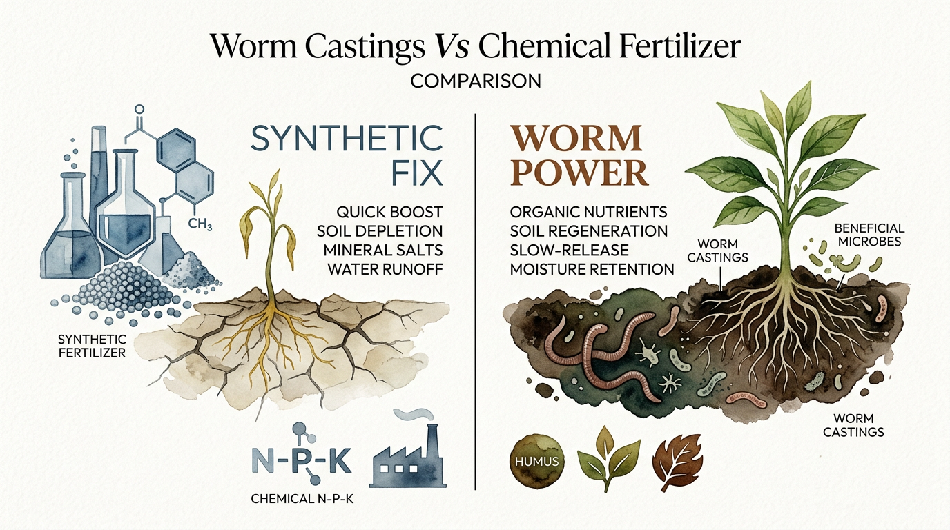 Worm Castings Vs Chemical Fertilizer Comparison