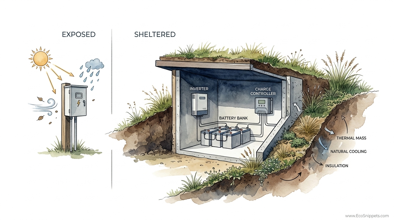 Earth Bermed Power Shed Design For Solar Equipment