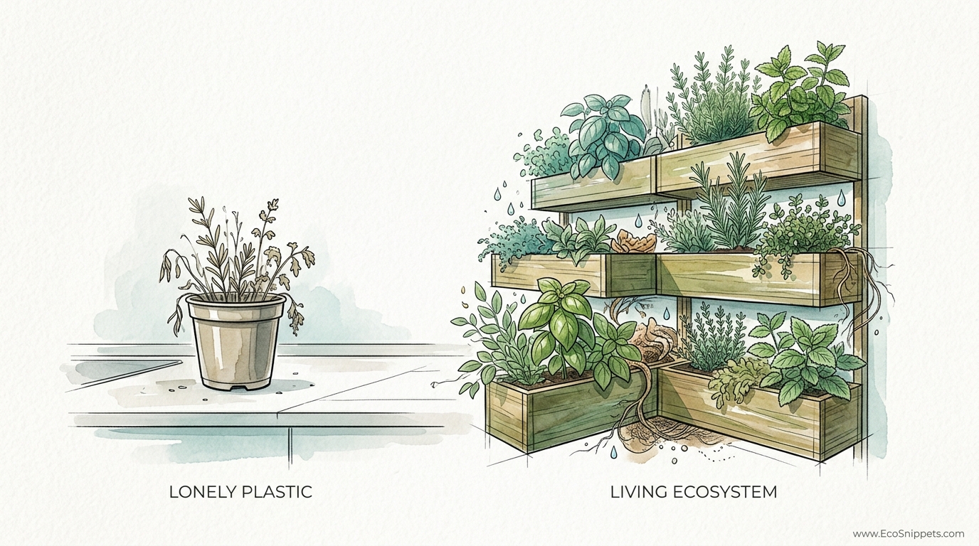 Integrated Kitchen Herb Wall Design